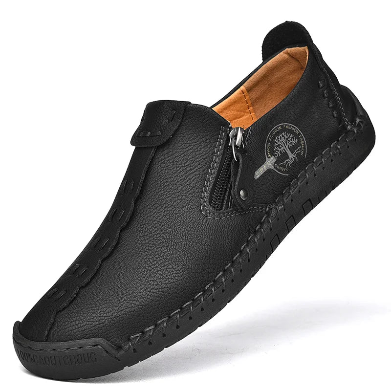 Chaussures décontractées en cuir véritable pour hommes, baskets à enfiler pour hommes, mocassins de luxe, chaussures plates faites à la main, grande taille, haute qualité