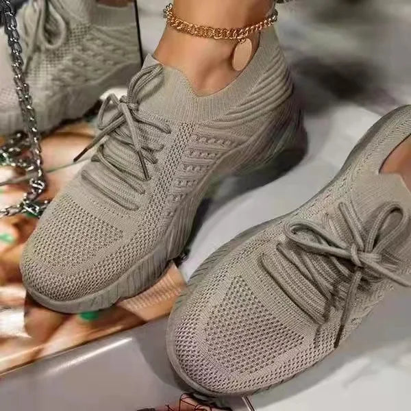 maille respirante femmes casual baskets lacets vulcanisés chaussures dames plate-forme baskets femmes chaussures plus taille zapatos de mujer