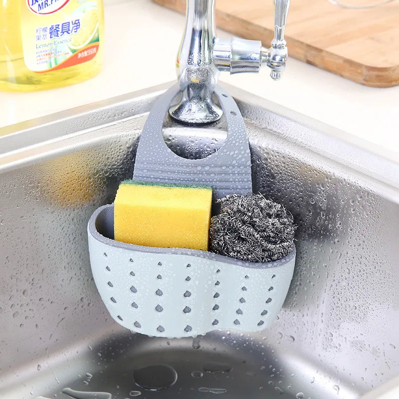 Évier créatif bleu ciel, support de rangement et de Drainage, sac suspendu, robinet de cuisine, panier de rangement et suspendu réglable, 1 pièce