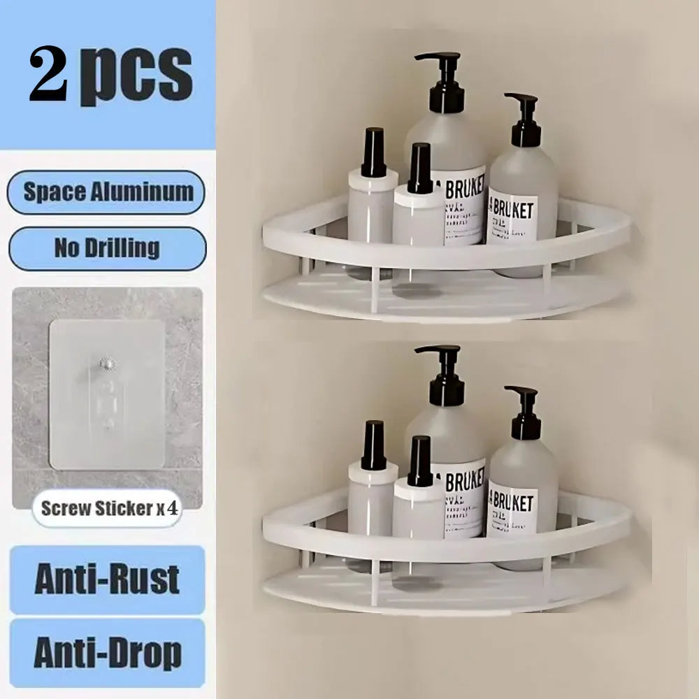 HOShelf-Rangement de toilette mural en aluminium T1, sans perceuse, bouteille de shampoing, coin de douche, accessoires de cuisine