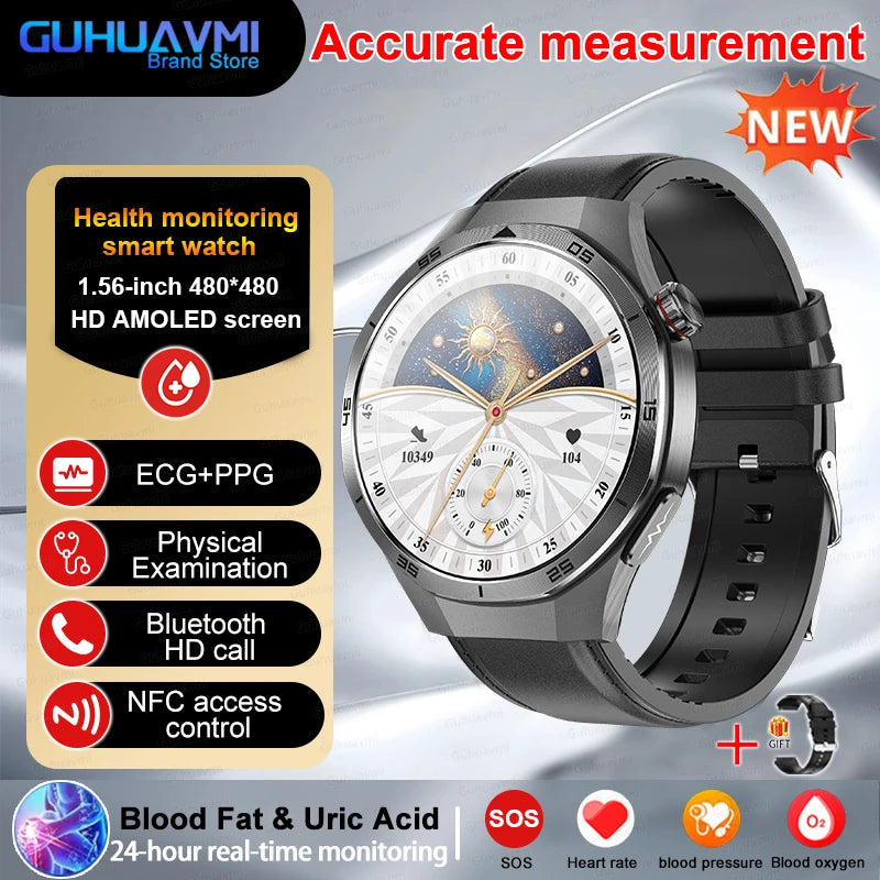 2025 nouveau pour HUAWEI montres de santé lipides sanguins acide uricique pression artérielle analyse du corps montre intelligente ECG + PPG horloge Smartwatch hommes