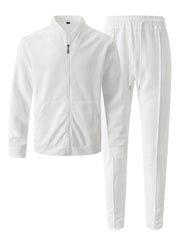 Ensemble blazer décontracté pour hommes, nouvelle mode, costume de baseball gaufré, col rond, poche, fermeture éclair, manches longues, pantalon deux pièces, automne et hiver