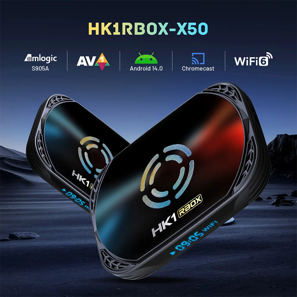 Woopker Smart TV Box Android 14 Amlogic S905A HK1 RBOX X50 4K 4GB RAM 128GB ROM double bande WiFi 2.4G/5G BT 5.x lecteur multimédia