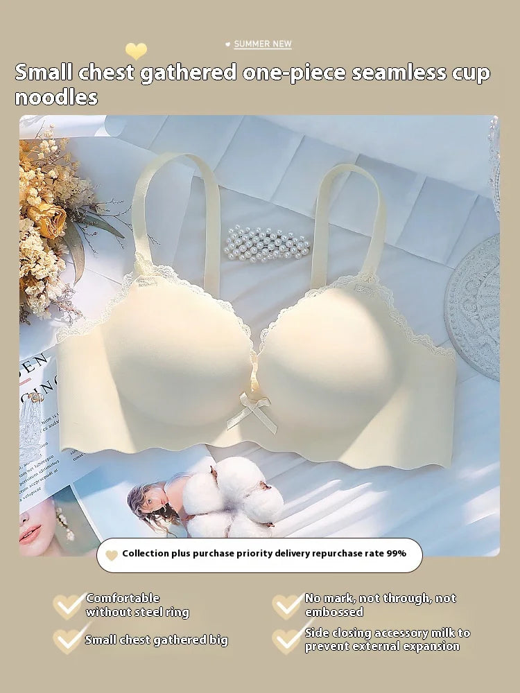 Lingerie femme petits seins rassemblés pur désir pour épaissir un morceau de filles sans marquage sans anneau en acier soutien-gorge Sexy