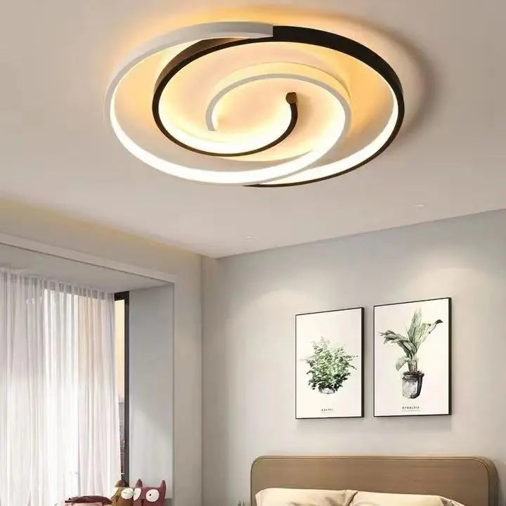 Plafonnier LED noir et blanc au design moderne, éclairage d'intérieur, luminaire décoratif de plafond, économie d'énergie, idéal pour une chambre à coucher ou un salon