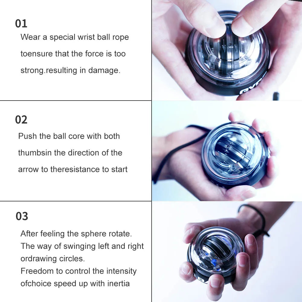 Pouvez-vous rotee LED Power Trainer Ball, Gamme de démarrage automatique, pouvez-vous ro Power, Poignet, Bras, Main, Force musculaire, Équipement de fitness