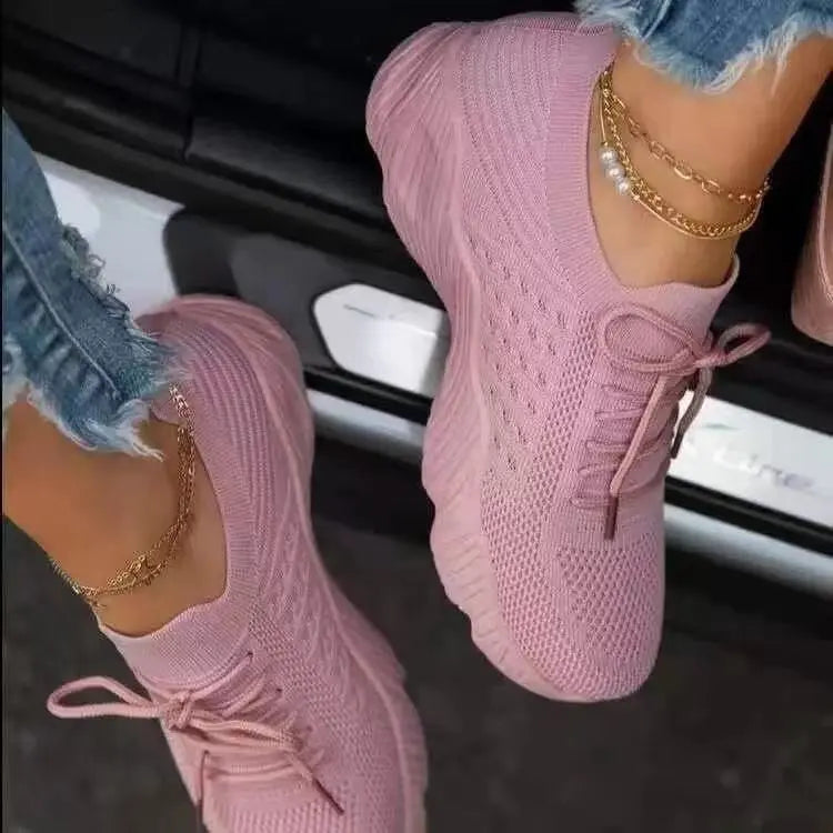 maille respirante femmes casual baskets lacets vulcanisés chaussures dames plate-forme baskets femmes chaussures plus taille zapatos de mujer