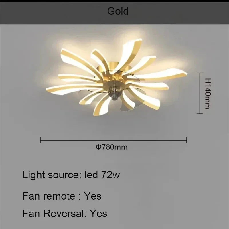 Modern LED Ceiling Fan Light with Remote Pendant Lamp for Living Room Dining Room Bedroom Home Decor Hanging Lighting Fixture