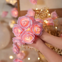 Guirlande lumineuse Rose à piles, 1.5/3m, guirlande de fleurs, lumières féeriques, décoration de fête de mariage, saint-valentin, lumières de noël