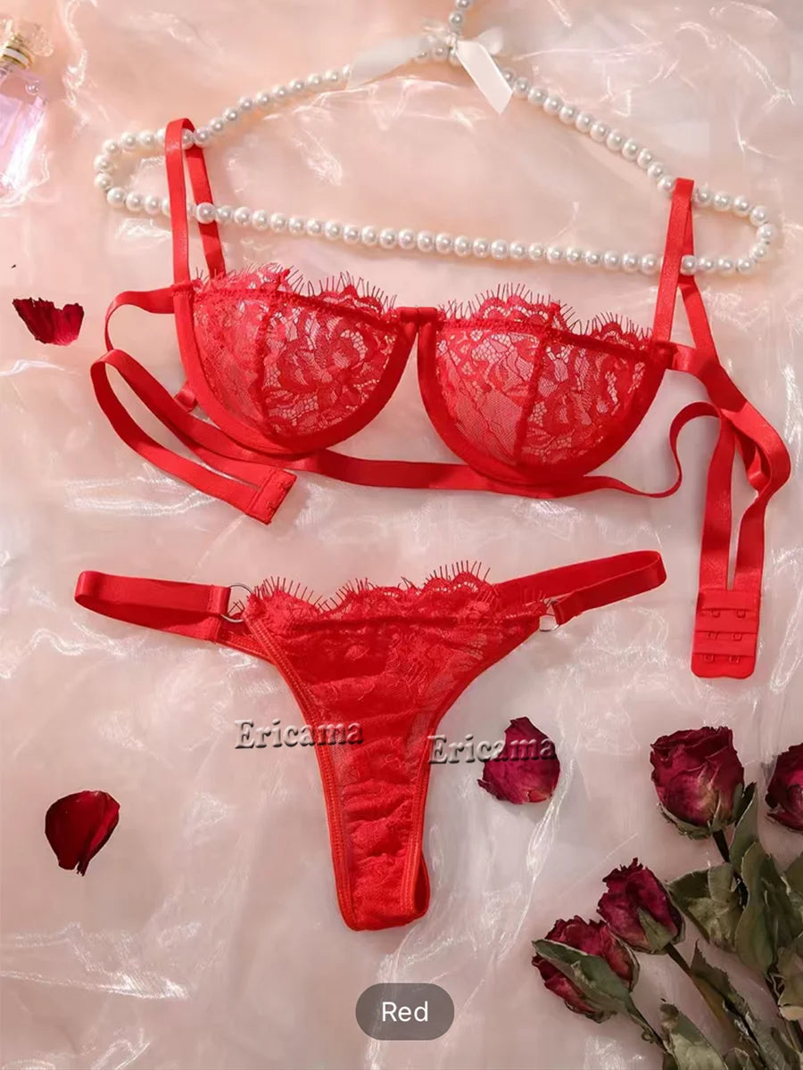 Ensemble de Lingerie femmes nuit belle Sexy 2 pièces broderie florale sous-vêtements Sexy lingerie érotique ensemble de sous-vêtements ensemble de soutien-gorge érotique