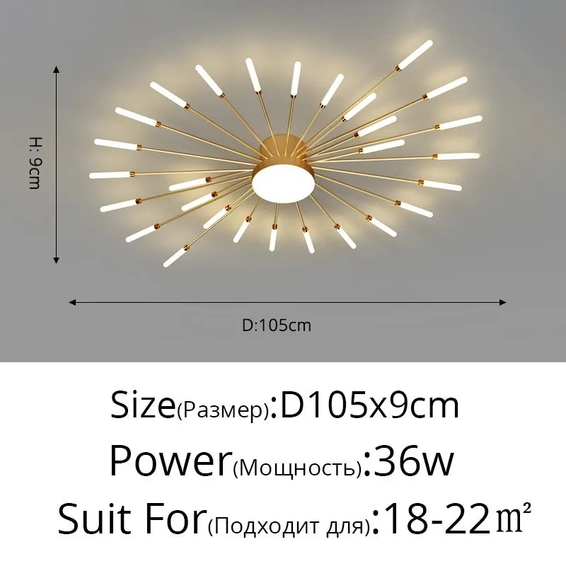 Modern LED Chandelier For Living Room Bedroom Home Roof Indoor Gold Metal Ceiling Lamp With Remote Control Lighting Lustre Decor