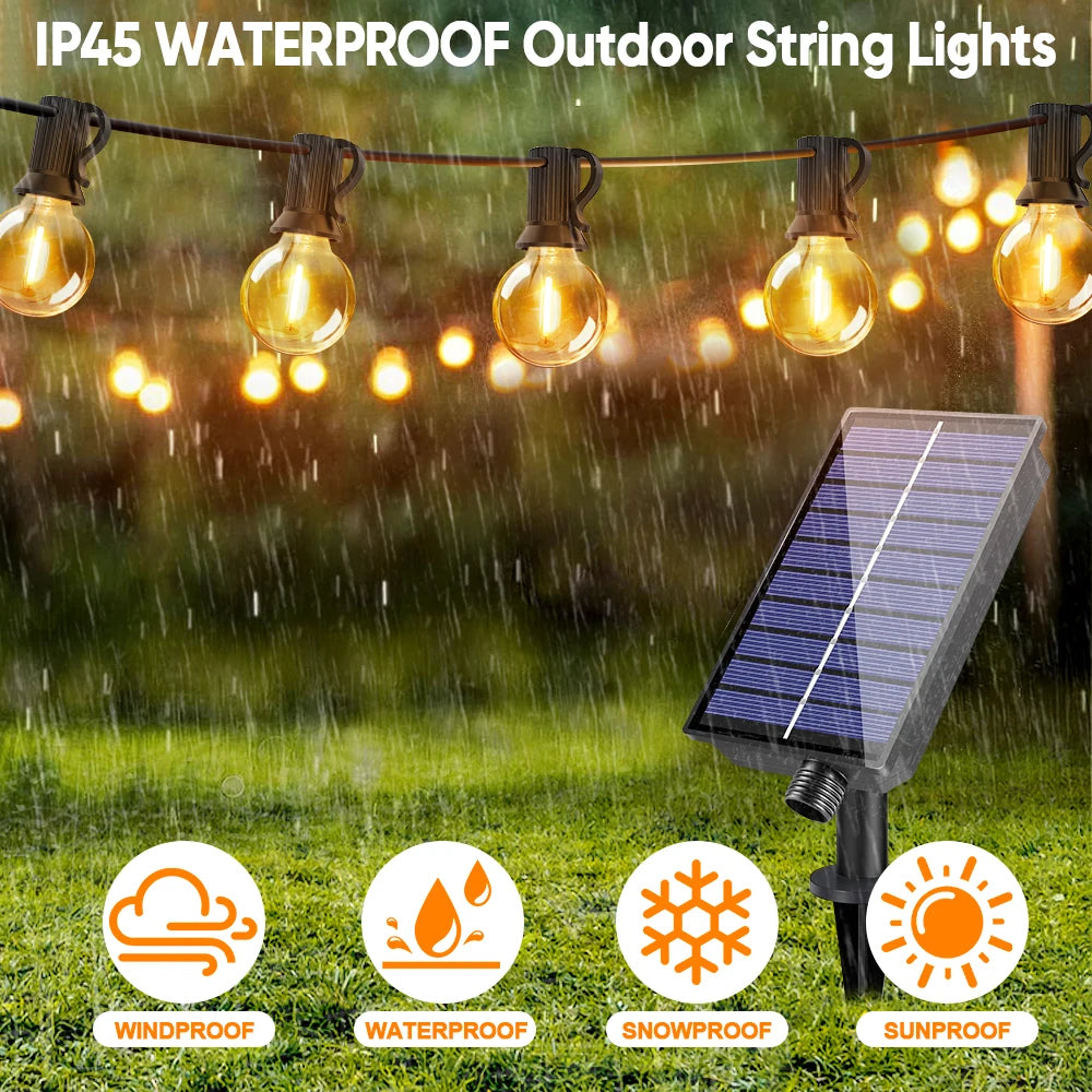 Guirlande solaire G40 lumières de Patio avec ampoules LED incassables guirlande de Camping résistante aux intempéries lumières suspendues pour jardin Bistro