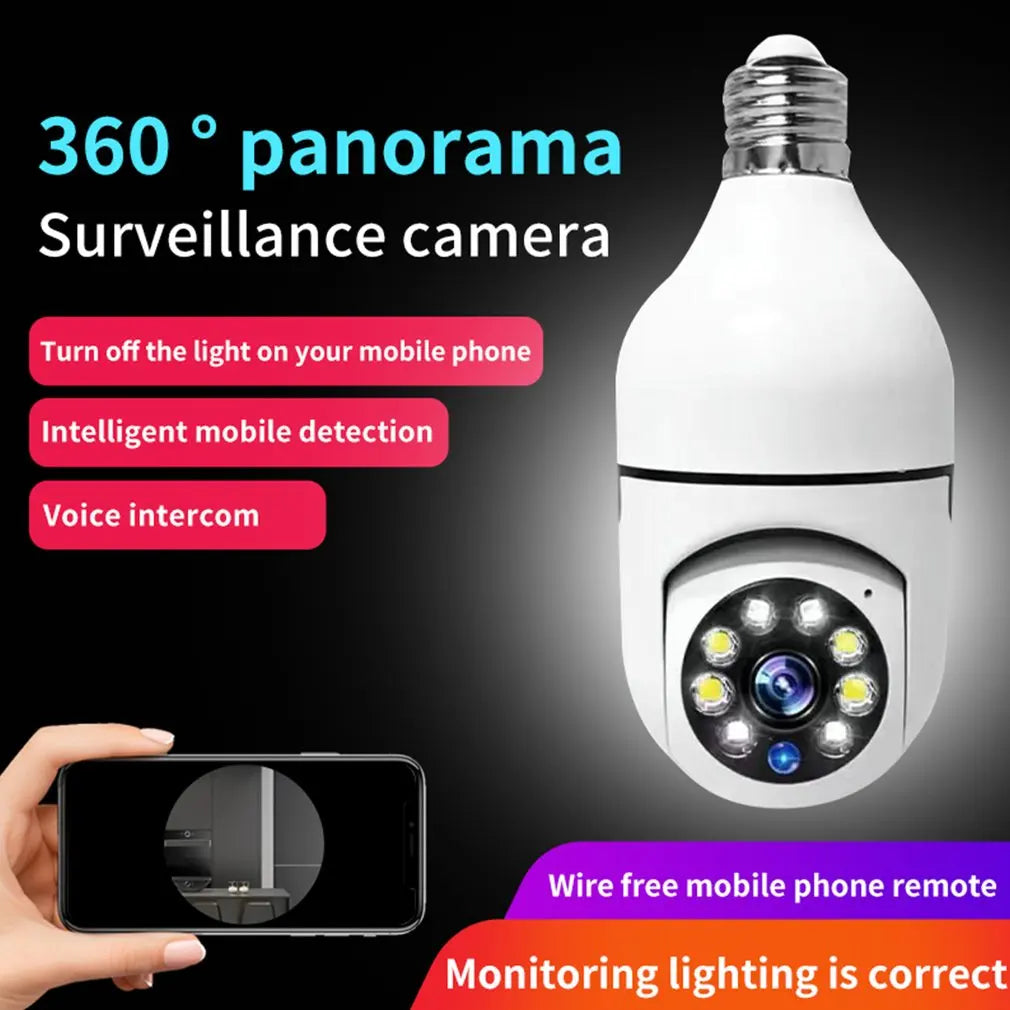 Caméra de surveillance à ampoule LED, budgétaire de sécurité, suivi automatique, vision nocturne, WiFi, 2025 °, 360 Hot, livraison directe