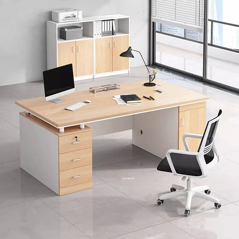 Modern Office Desks Double Staff Desk and Chair Combination Luxury Office Boss Desk Home Study Work Table Computer Table P
