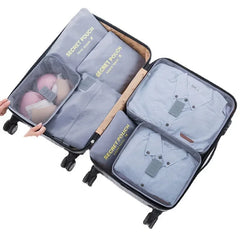 Sacs de rangement de voyage, 6 pièces, valises de voyage portables, sac d'emballage de bagages étanche, sac de garde-robe pour vêtements et chaussures