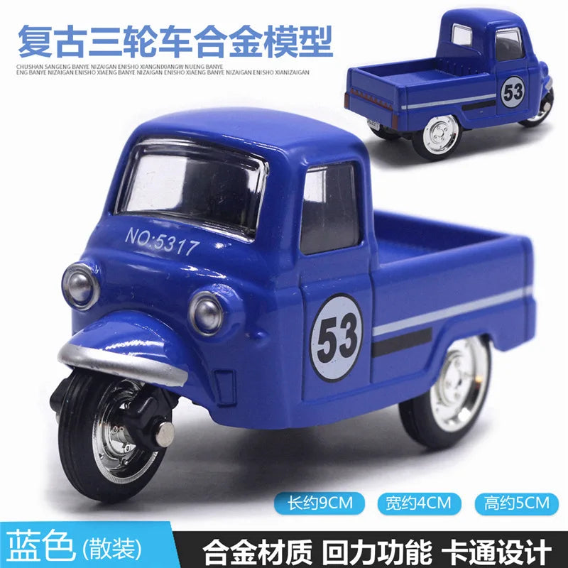 Mignon moulé sous pression en alliage métal voiture Bus moteur Tricycle moto Taxi modèle jouet enfants cadeau d'anniversaire