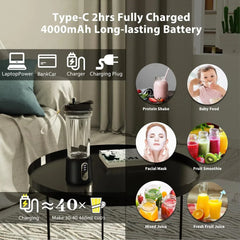 Nouveau presse-agrumes Portable double usage tasse de jus USB 4000mAh batterie intérieur extérieur mélangeur de fruits frais 2 lames Smoothie tasse de jus mélangeur