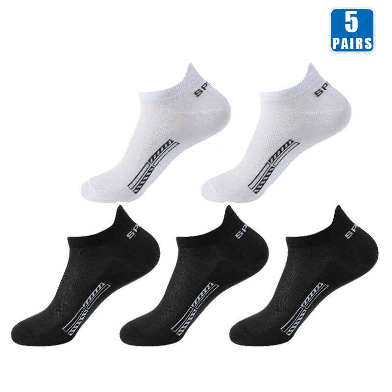 5 Pairs Cotton Short Socks for Male High Quality Women's Low-Cut Crew Ankle Sports Mesh Breathable Summer Casual Soft Men Sock