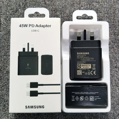 Pour Samsung S24 UK chargeur 45W PD adaptateur de Charge Super rapide pour Galaxy Z Flip Fold 6 5 4 3 2 S20 S21 S22 S23 Note 20 Ultra 10 FE