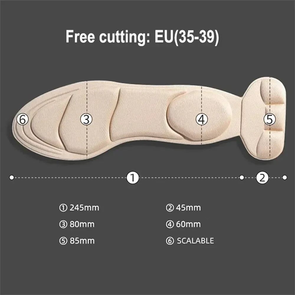 Semelles intérieures en mousse à mémoire de forme 7D pour femmes, chaussures à talons hauts 2 en 1, semelle intérieure antidérapante découpable, confortables et respirantes, coussinets de chaussures de Massage des pied