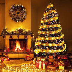 1-10m 2024 ruban de noël fée chaîne lumineuse joyeux noël décorations pour la maison vacances de noël Navidad cadeaux nouvel an 2025