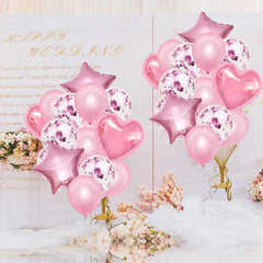 Ballons métalliques en forme d'étoile et de cœur, 14 pièces, ensemble de confettis or rouge bleu rose pour joyeux anniversaire, réception-cadeau pour bébé, mariage