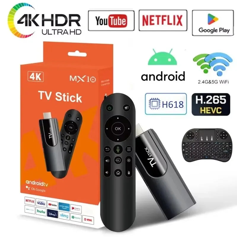 Mini TV Stick pour Google Promettant Netflix Media First, Android 13, H618, RL, 4K, HD, TV Box, 2.4, 5G WiFi, Récepteur intelligent, MX10, F3, MX10