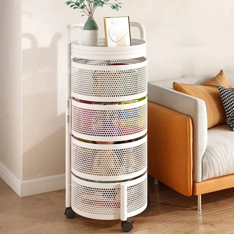 Petit chariot de rangement multicouche, chariot de cuisine moderne et créatif, meubles de maison simples, étagère rotative au sol, boîte à collation pour salon