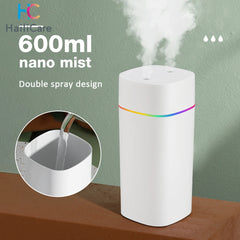 Pulvérisateur de brume fraîche USB, humidificateur d'air électrique Portable de 600ml, diffuseur d'huile aromatique avec veilleuse colorée pour maison et voiture