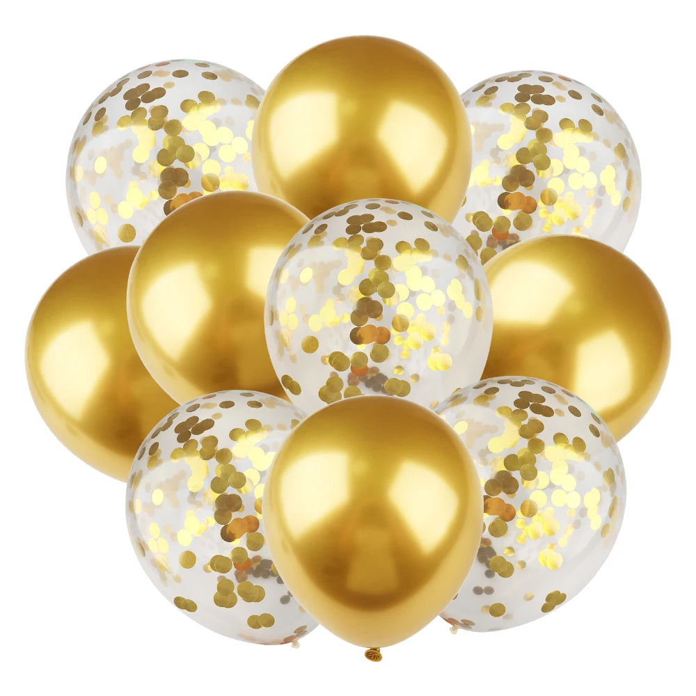 Ballons métalliques en forme d'étoile et de cœur, 14 pièces, ensemble de confettis or rouge bleu rose pour joyeux anniversaire, réception-cadeau pour bébé, mariage