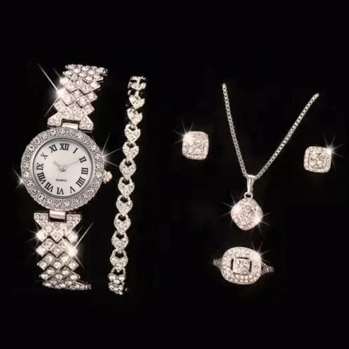 Montre Bracelet Set 6PCS Set Femmes Montre Horloge Romain Cadran Luxe Marque Design Femmes Montre Femme Reloj