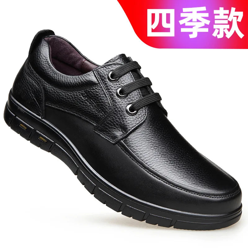 Offre spéciale hommes en cuir véritable chaussures décontractées semelle souple à lacets marque de luxe moyen-âge vieil homme papa mocassins légers chaussures