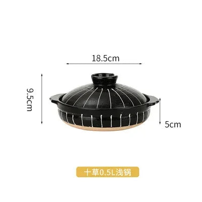 Casserole en céramique de Style japonais, petite casserole noire en argile, ustensiles de cuisine pour la maison, fournitures de cuisine, casserole à soupe, 1 pièces