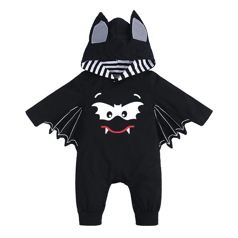 Halloween noir chauve-souris Vampire bébé garçons filles barboteuse infantile combinaison chauve-souris à manches longues body pour nouveau-né vêtements Costumes ensemble