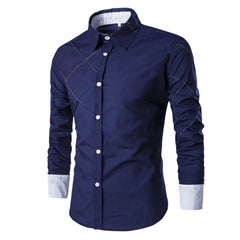 Chemise habillée à manches longues pour hommes, coupe régulière, Design rayé, chemises décontractées en coton fin de couleur unie pour hommes, chemises d'affaires