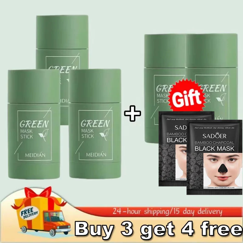 Green Tea Remove Blackhead Solid Mask Dispel Acne Blemish Cleansing Stick Mask Shrink Pores Tighten Whitening Skin Beauty Care