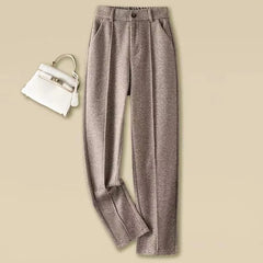 Pantalon en laine pour femme, sarouel droit élégant, polaire, Version coréenne, Blazer chaud, décontracté, collection automne-hiver 2024