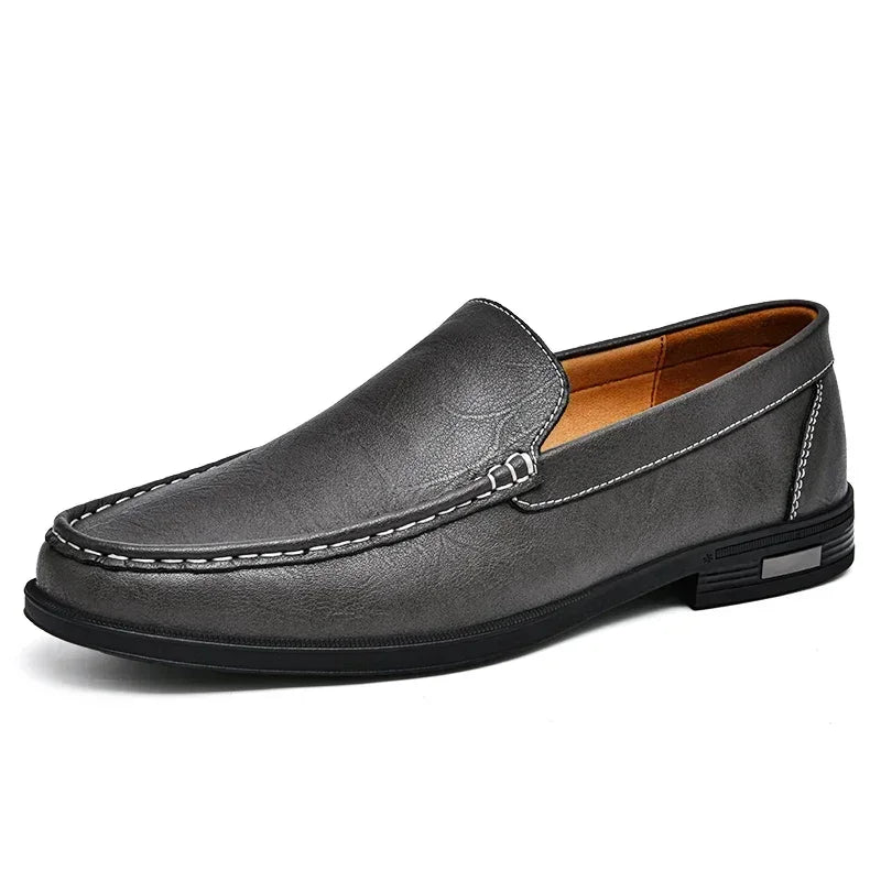 Chaussures en cuir véritable pour hommes, chaussures formelles à enfiler pour le bureau, pour fête de mariage, chaussures habillées pour la conduite, mocassins paresseux