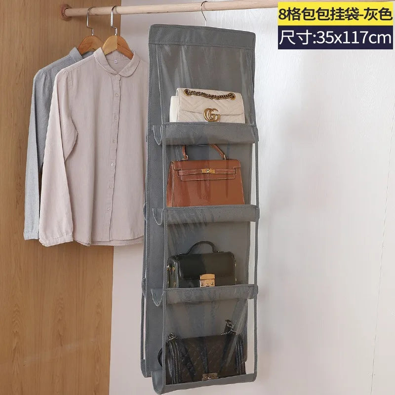 Double Sided Bag StorageBag Multi Functional Hanging Dust Bag Grid Bag SortingBag for Cabinet Storage Closet Organizer