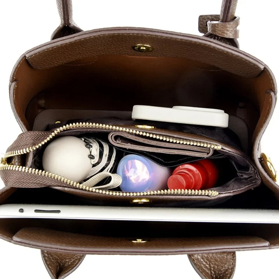 Sac à Main en Cuir PU à 3 Couches pour Femme, Sacoche de Luxe à Bandoulière de Bonne Qualité, à la Mode