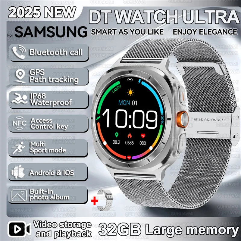 2025 nouveau pour Samsung DT montre UItra 7 32Gb AMOLED MP4 vidéo NFC hommes femmes HD Bluetooth appel boussole Fitness GPS Tracker montre