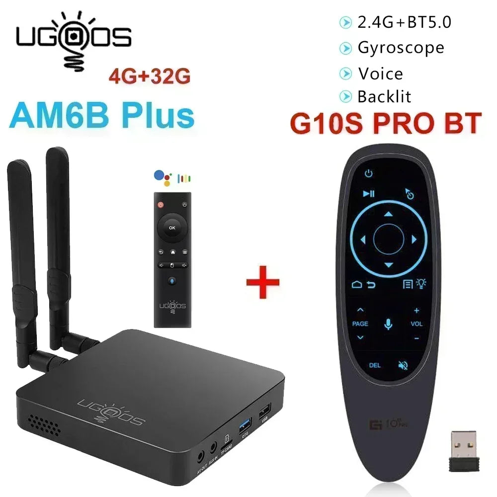 Ugoos AM6B plus Amlogic S922X-J Android 9 boîtier de télévision intelligent 4GB DDR4 32GB Wifi 6 1000M BT5.0 4K décodeur AM6 Plus boîtier de télévision
