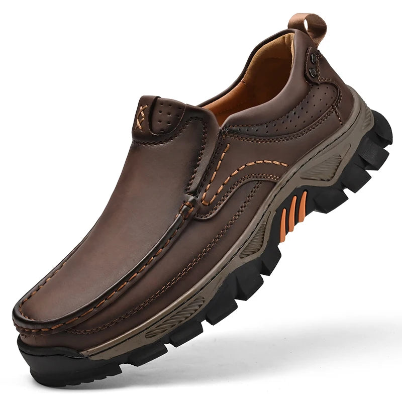 Mocassins en cuir de Style rétro pour hommes, chaussures confortables et décontractées, respirantes, pour la conduite, pour voyage, escalade, Camping