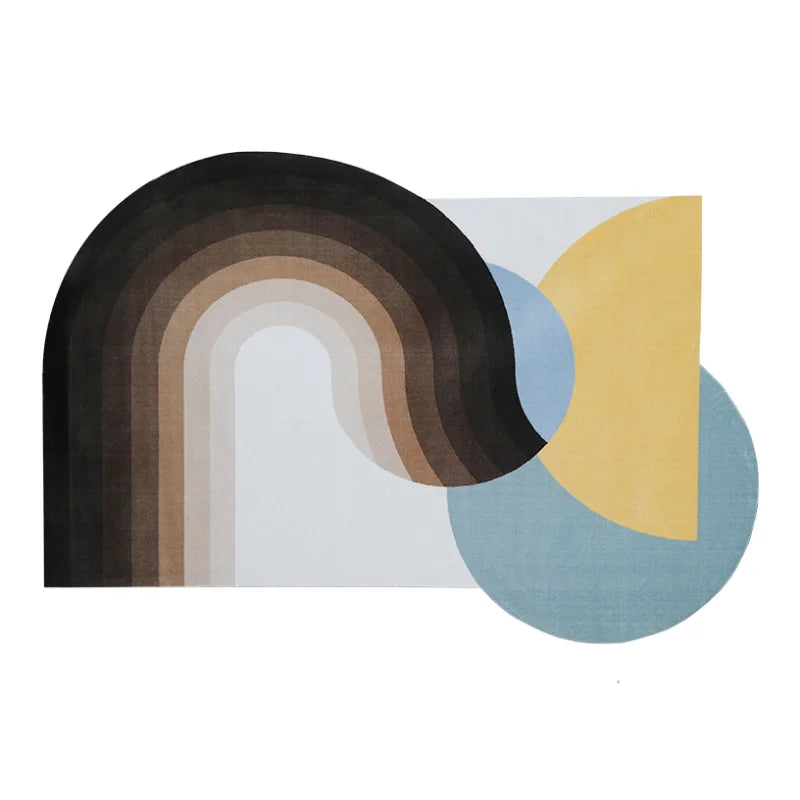 Tapis de luxe léger pour salon, en forme irrégulière, en peluche, polymères de sol, nordique, décor de chambre à coucher, rayé, épais, non ald lea