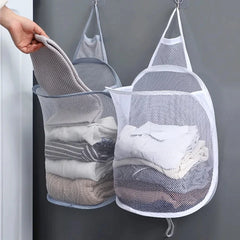 Panier à linge de rangement pliable, organisateur de vêtements sales, sac en maille, mural pour vêtements de salle de bain, paniers suspendus, seau