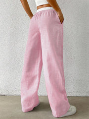 Pantalon à jambes larges tissées à rayures pour femmes, décontracté, élégant, pleine longueur, vêtements Y2K, Streetwear, automne hiver 2024