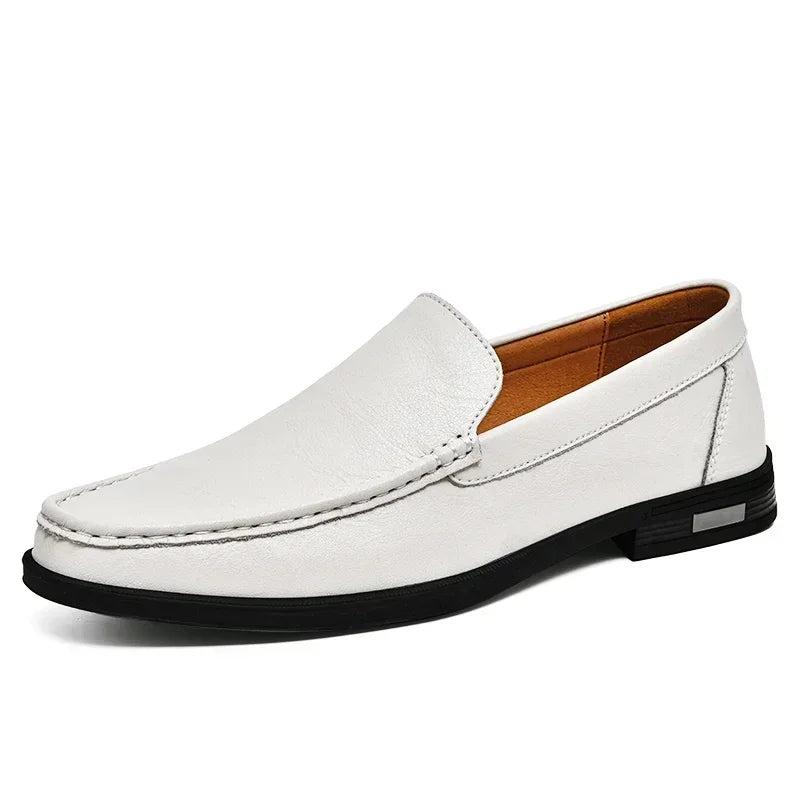 Chaussures en cuir véritable pour hommes, chaussures formelles à enfiler pour le bureau, pour fête de mariage, chaussures habillées pour la conduite, mocassins paresseux