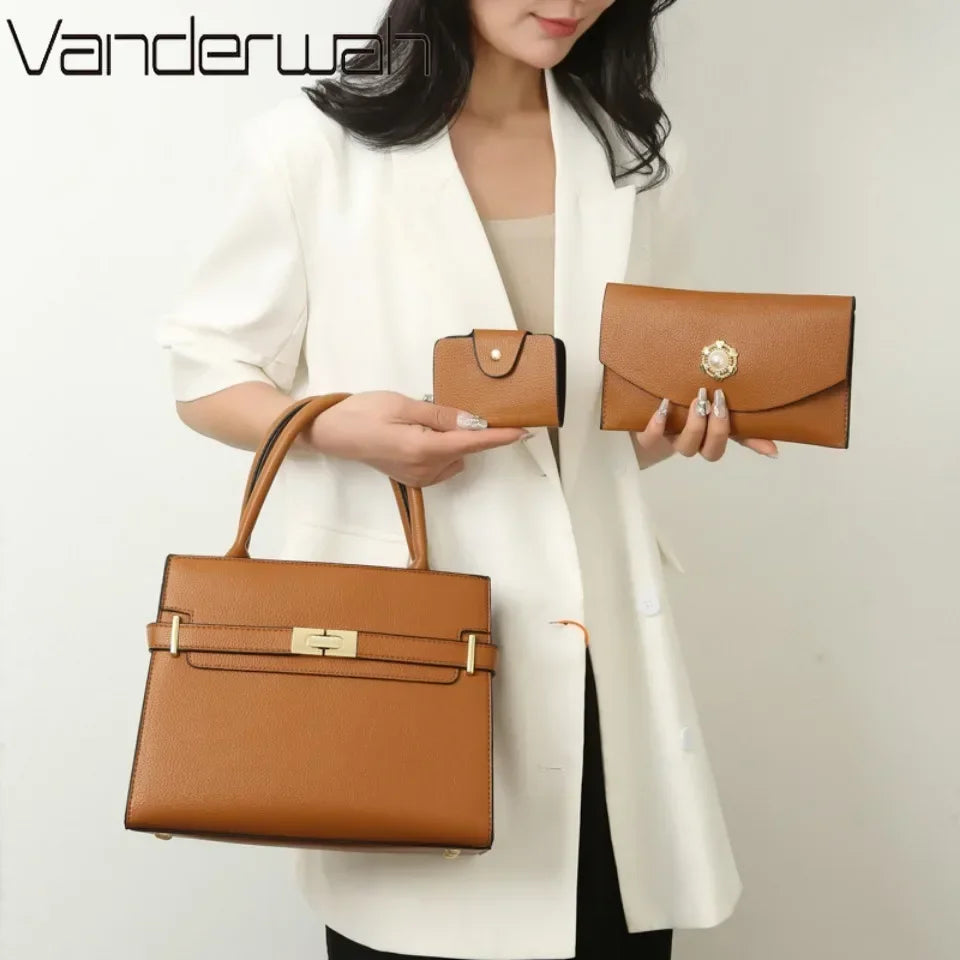 3 ensembles ou 1 grand Sac à main pour femmes sacs de grande capacité sacs à bandoulière de luxe petit porte-monnaie Sac en cuir de qualité chaud
