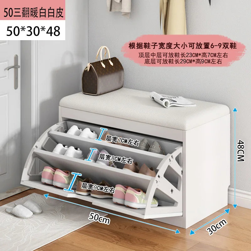 Porche entrée chaussure chaise rembourré salon maison rabat étagère à chaussures banc avec siège armoire à chaussures multicouche