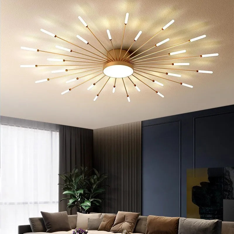 Modern LED Chandelier For Living Room Bedroom Home Roof Indoor Gold Metal Ceiling Lamp With Remote Control Lighting Lustre Decor